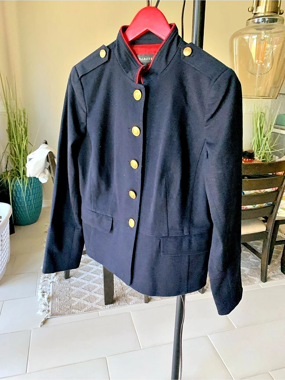 Talbots Cotton Blend Jacket Navy & Red Size 12